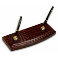 Brown Crocodile Embossed Leather Double Pen Stand